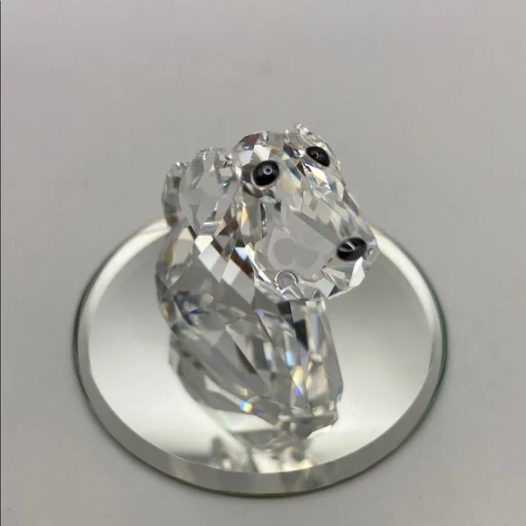 Swarovski Crystal Dog Figurine On Mirror Base - Picture 3 of 12